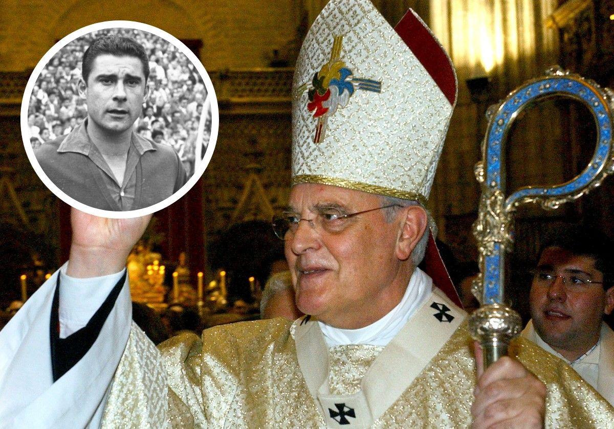 Carlos Amigo, arzobispo de Sevilla, fue en su juventud un forofo del portero Goicolea. En detalle, una imagen de Goicolea.