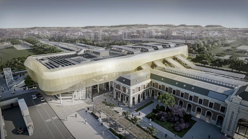 Vista general del proyecto de nueva estación de tren proyectada para Valladolid.