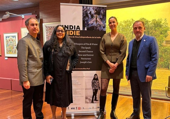 Desde la izquierda, Guillermo Rodríguez, la directora Shalini Ushadevi, la concejala Blanca Jiménez y el director de la Spain Film Comission, Juan M. Guimeráns.