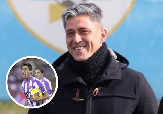 Fabián Canobbio, en una imagen actual. En detalle celebrando un gol en Copa del Rey (año 2009) ante el Sporting.