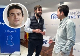 El presidente y el secretario de Nuevas Generaciones, Alonso Nieto y David Ibáñez. A la izquierda, David Vázquez.