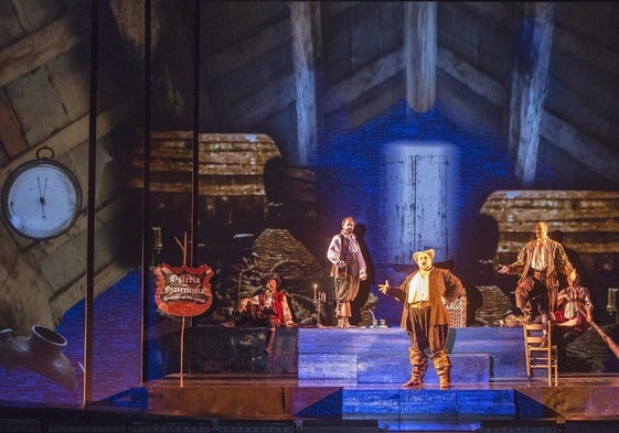 Una escena de un montaje de 'Falstaff' de Verdi.