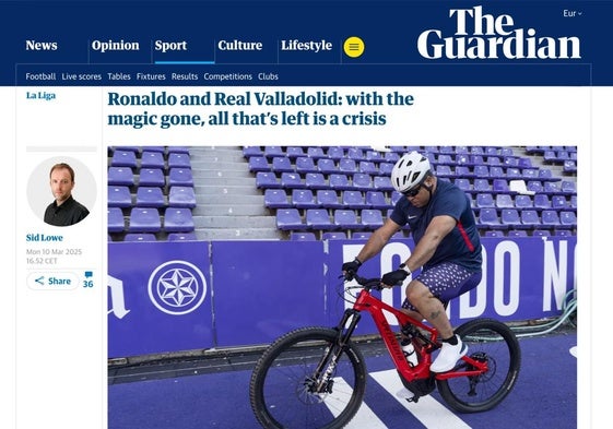 Imagen del artículo en la web de 'The Guardian'.