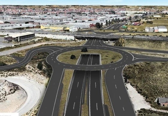 Infografía de la A-11 soterrada entre las rotondas de acceso a la VA-30 de Valladolid.