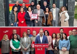 Los dos candidatos, con sus respectivos equipos.
