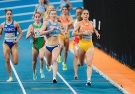 Marta García, durante la semifinal del Campeonato de Europa en Apeldoorn.