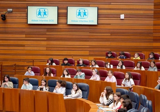 Escolares de nueve centros de Castilla y León participa en el pleno infantil de las Cortes organizado por Aldeas Infantiles SOS.