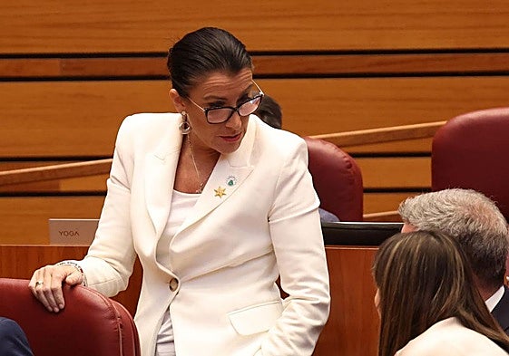 Ana Sánchez y Diego Moreno, representantes del PSOE en la Mesa de las Cortes, el miércoles pasado en el hemiciclo.