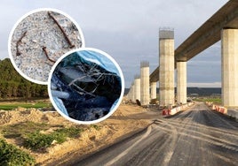 Obras de la A-11 en las inmediaciones de San Bernardo y Valbuena de Duero. En los círculos, deshechos recogidos.
