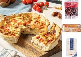 Quiche de tomate, queso y dátiles.