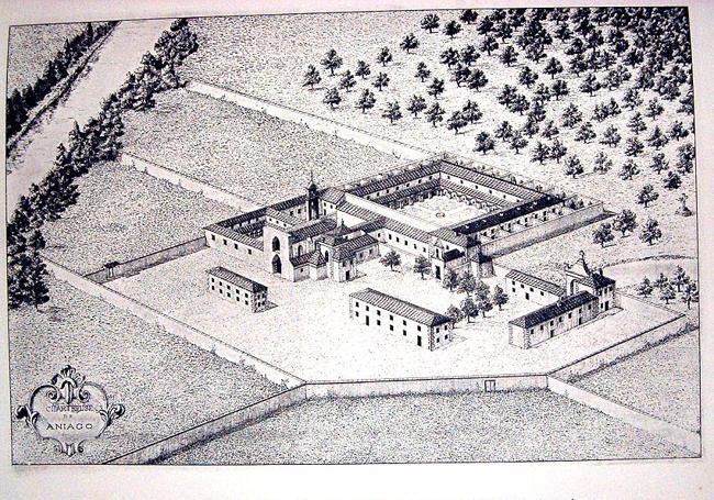 Plano de la Cartuja de Santa María de Aniago, al borde del Adaja, de 1770.