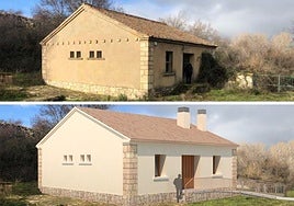 Arriba, el estado actual del antiguo matadero; abajo, recreación del exterior del edifico tras las obras.