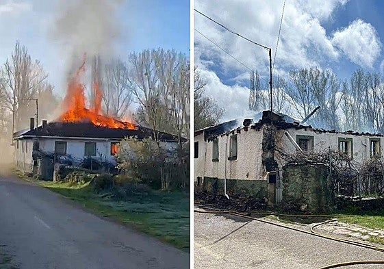 Incendio en la vivienda y estado en el que quedó por las llamas.