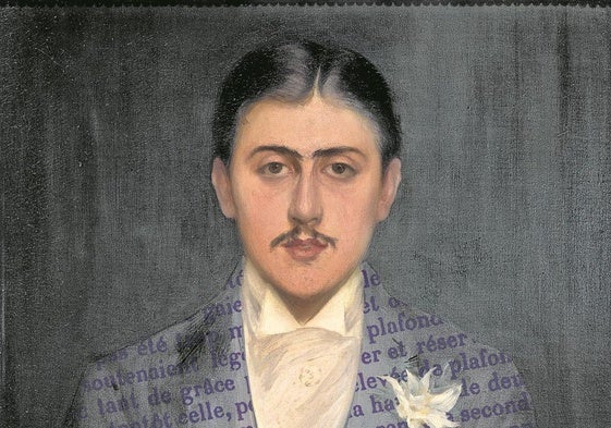 Cruce de imágenes entre el 'Retrato de Marcel Proust' (1892) de Blanche y las pruebas de imprenta del primer tomo de 'En busca del tiempo perdido'.