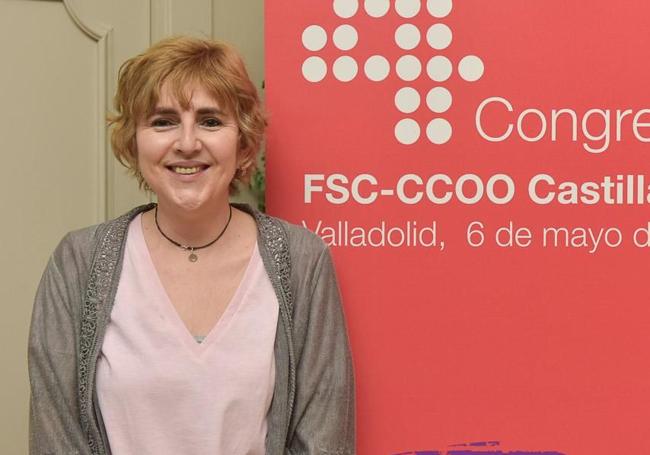 Ana Fernández de los Muros, de CC OO, tras ser elegida secretaria regional de la Federación de Servicios a la Ciudadanía en mayo de 2021.