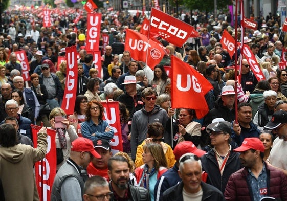 Un momento de la manifestación por el Día del Trabajado.