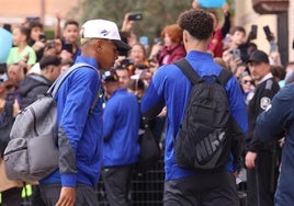 Llegada de los jugadores del Barça al hotel de Valladolid