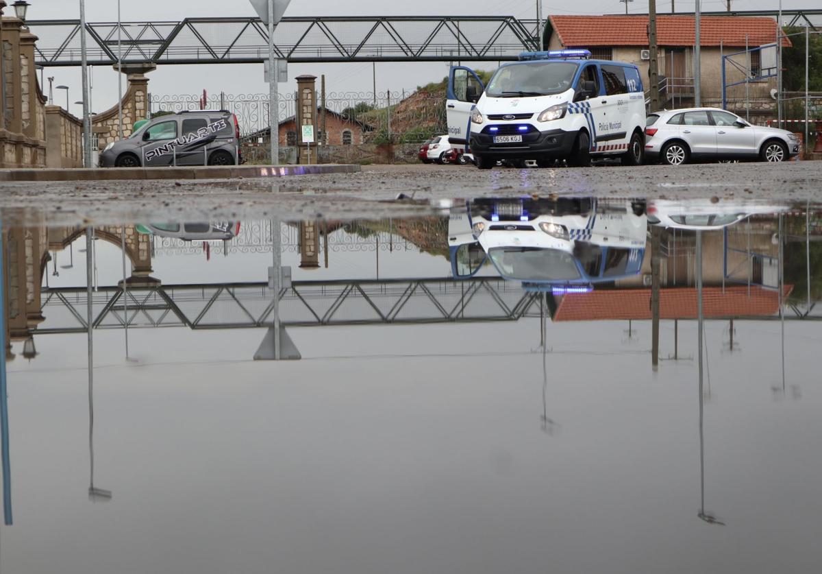 Balsa de agua provocada por la fuerte tromba de agua caída en Zamora.
