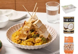 Satay de tofu con verduras.