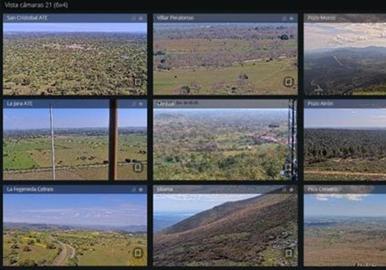 Pantalla de visualización de las imágenes que captan las cámaras contra incendios.