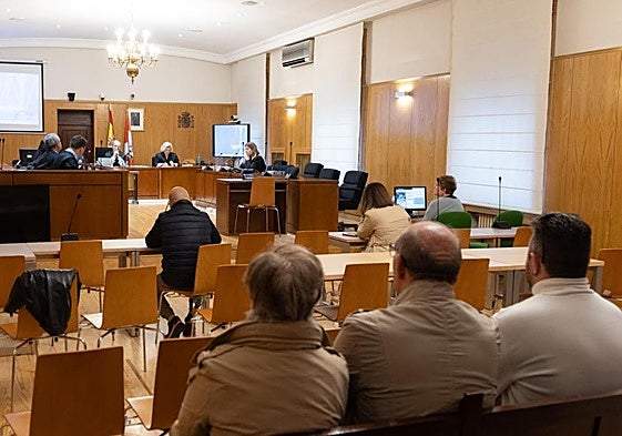 En primer término, familiares y allegados del fallecido durante la vista, que ha quedado suspendida por incapacidad médica de la acusada.