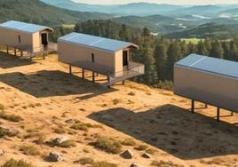 Tipo de cabañas anunciadas contra las que protesta la plataforma Salvemos el Pico del Lobo.