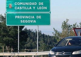 Cartel que anuncia el límite entre la provincia de Segovia y la Comunidad de Madrid.