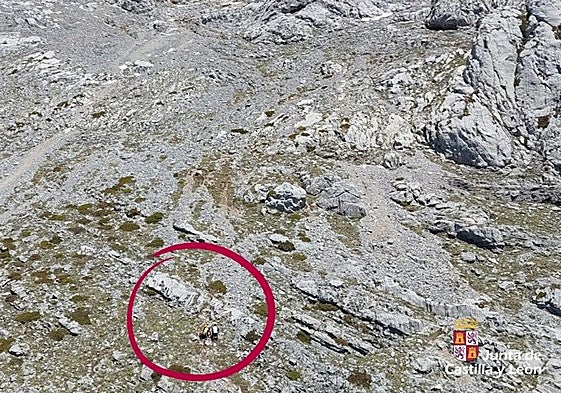 Los dos montañeros rescatados esta tarde en el Espigüete.