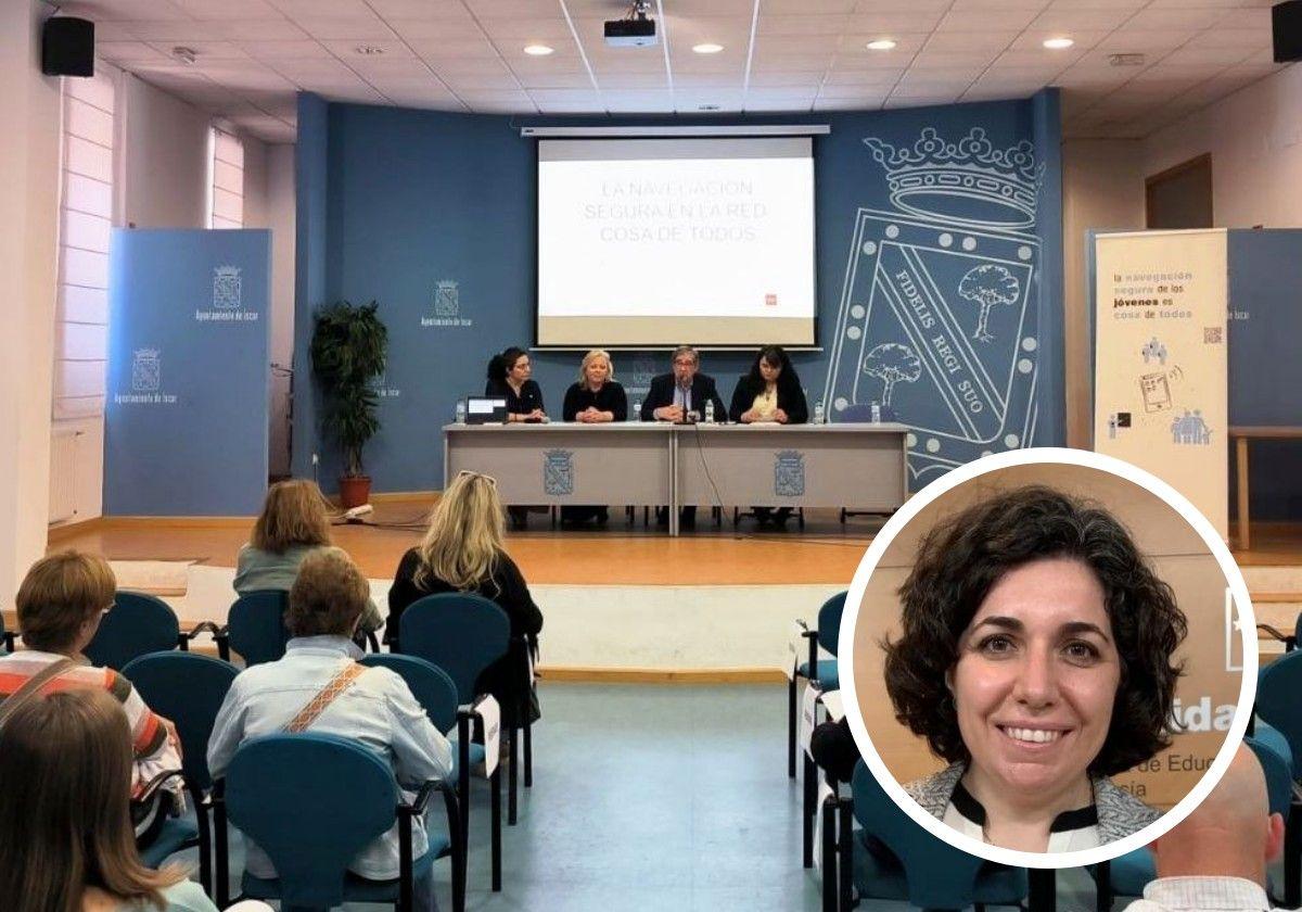 Ponencia sobre la navegación segura en Íscar. En el círculo, Pilar Ponce.