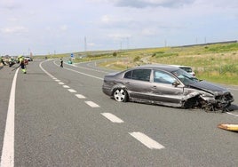 Vehículo accidentado este domingo en la carretera N-110.