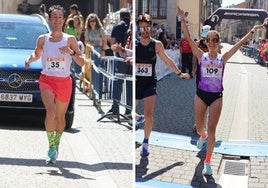 Los ganadores, Ander Barrio y Sara García, antes de cruzar la línea de meta.