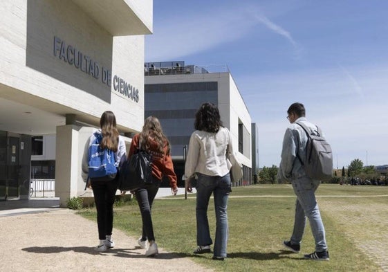 Estudiantes en el Campus Universitario Miguel Delibes.