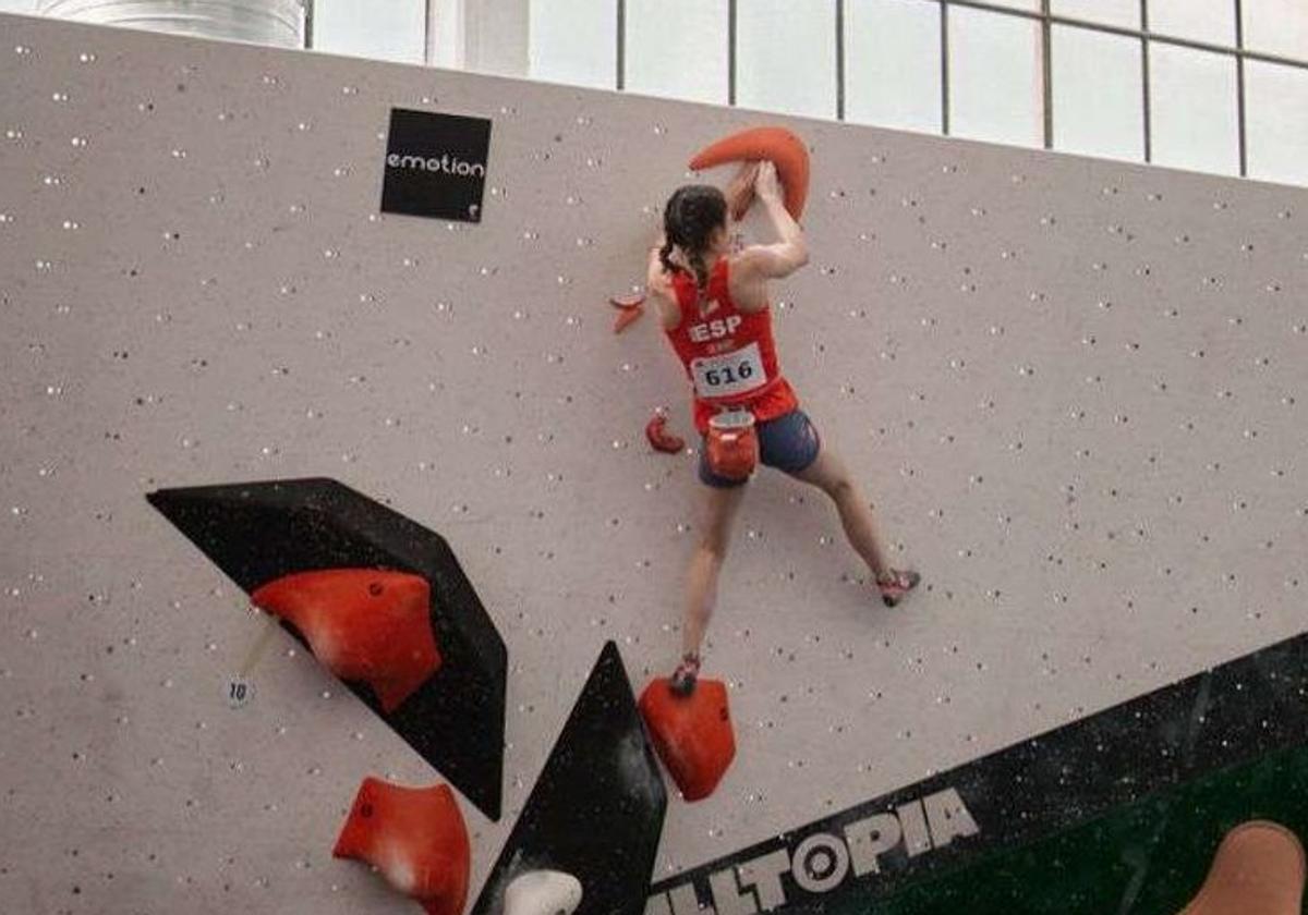 Iziar Martínez, en pleno esfuerzo durante la competición.