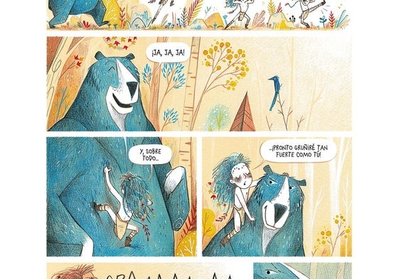 Viñetas de Léa Mazé para la historia de 'Elma, una vida de osa'.