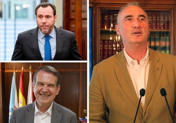 A la izquierda, Óscar Puente y Abel Caballero; a la derecha, José Mazarías.