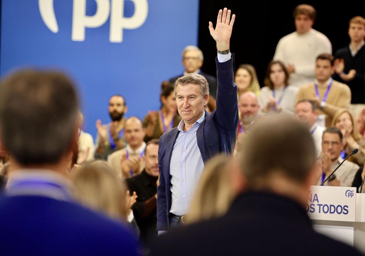 El líder del PP, Alberto Núñez Feijóo, en un acto de partido el pasado diciembre en Valladolid.