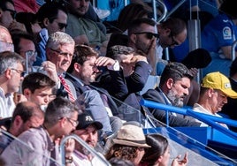 Luis García, Catoira y Bruno Mazziotti, en el palco de Butarque.