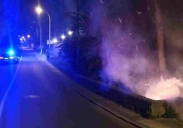 Policía Local, junto a uno de los focos en la calle Cardenal Zúñiga.
