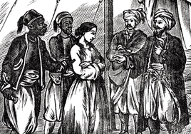 Ilustración de Águeda de Acevedo tras ser capturada.