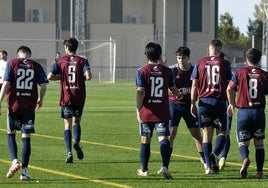 Jugadores del Provincial de la Segoviana, durante un partido.