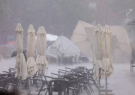 Tromba de agua que este martes inundó el centro de Valladolid.