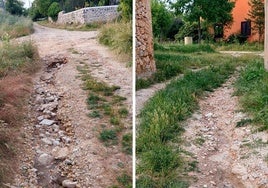 Estado en el que quedaron las calles de Tanarro después de la tormenta del pasado martes.