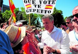 Núñez Feijóo, ayer en la manifestación de Madrid.