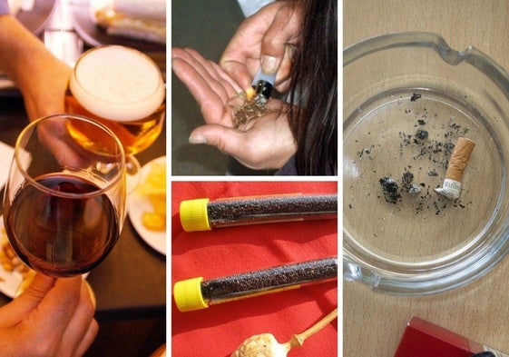 Cerveza, vino, cannabis, opio y tabaco, sustancias estudiadas en la investigación.