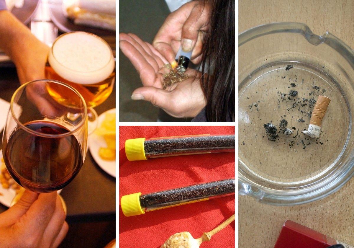 Cerveza, vino, cannabis, opio y tabaco, sustancias estudiadas en la investigación.