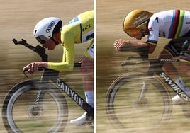 Romeo y Evenepoel, en la crono de este miércoles.