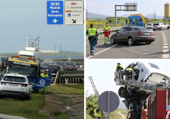 Tres de los accidentes en el tramo de la N-110 próximo a la SG-20 en el último mes y medio.
