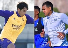 Mario Martín y Robert Kenedy, entrenando con el Real Madrid y el Pachuca.