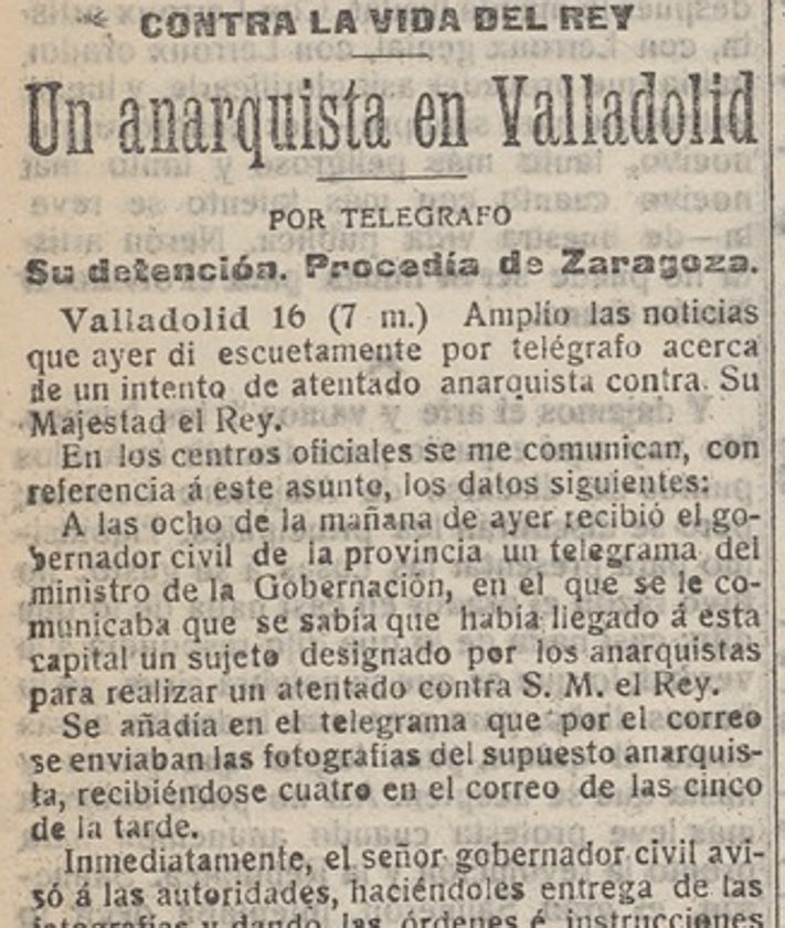 Imagen secundaria 2 - Arriba, cárcel de Chancillería, donde recluyeron por error a Vicente Moya. Abajo, plaza de la Cruz Verde, donde fue visto con otra persona, y noticia sobre su detención publica en la prensa nacional.
