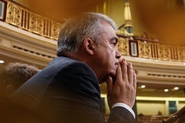 Santos Cerdán, en su escaño del Congreso.